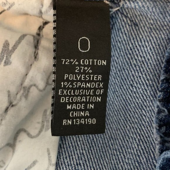 Inc Denim Regular Fit Shorts Women Size 0 Raw Hem Distressed Crochet Lace Detail - Picture 8 of 8